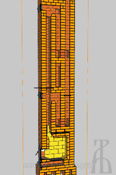 Двухэтажная отопительная печь - 2,5х3,5 - Разрез-1