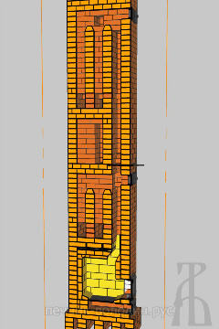 Двухэтажная отопительная печь - 2,5х3,5 - Разрез-2