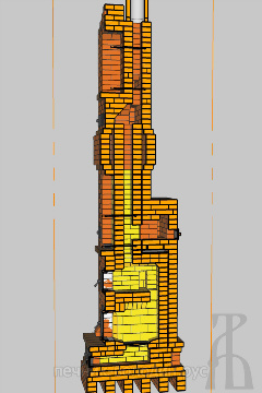 Двухэтажная печь с ХК - 5х4 - Неубиваемая - Вертикальный разрез