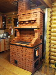 Отопительно-варочная печка Шведка с духовкой. Вид на фасад с плитой